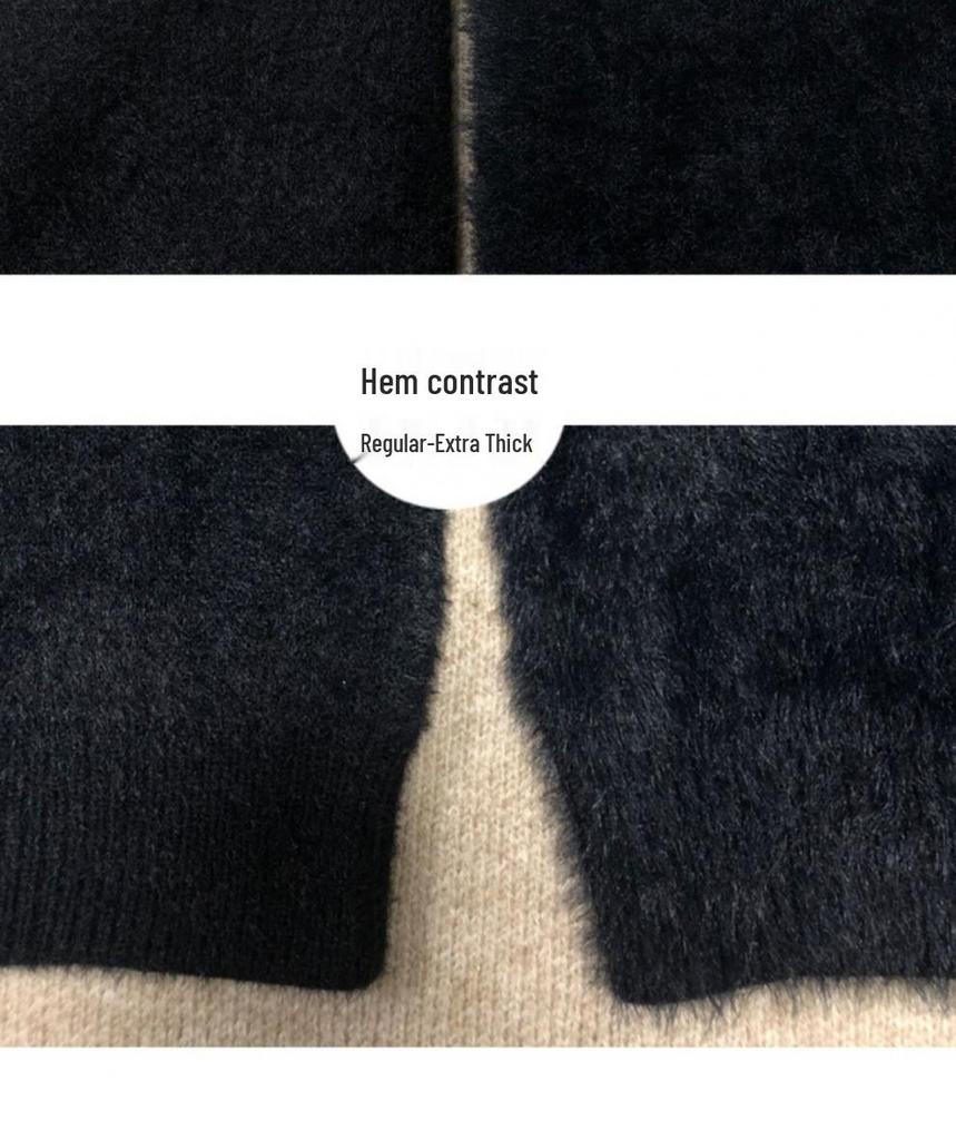 Women's Black Mink Cashmere Pullover Sweater - Soft, Cozy & Oversized for Autumn/Winter