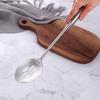 1 Solid Spoon 1 Slotted Spoon Stainless Steel, BUY&USE 2 Pcs Durable Cooking Utensil, 15 Inches Long Handle Serving Spoon