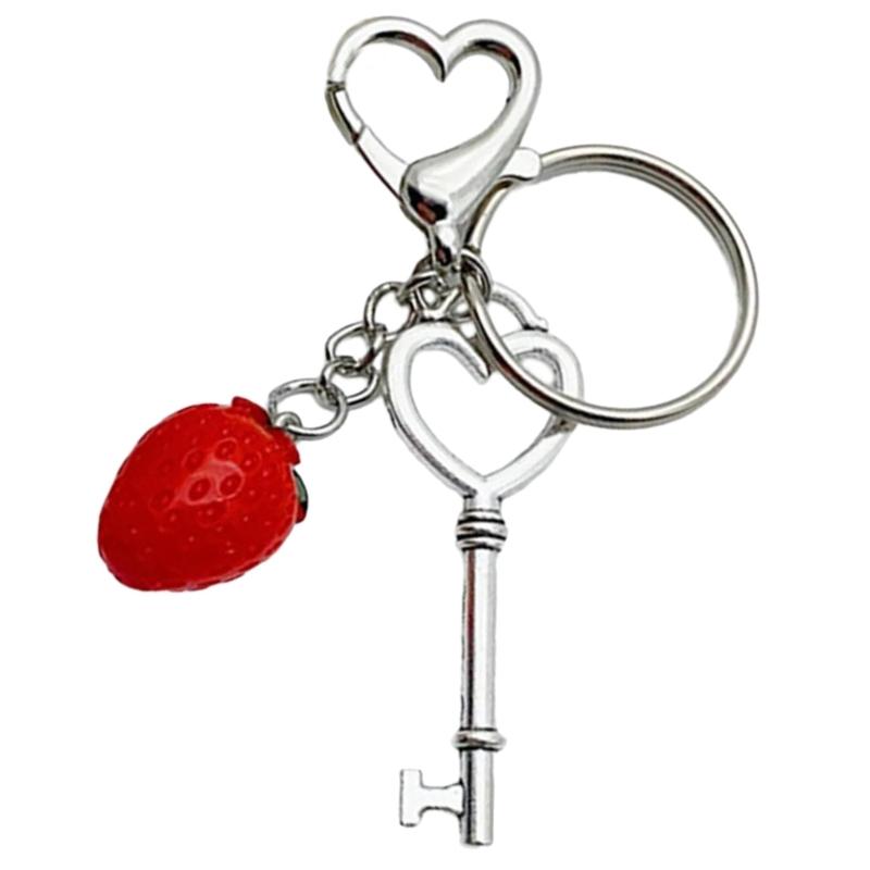 Delicate Keychain Strawberry/Heart Pendant Key Chain Decoration Phonechain Charm 1
