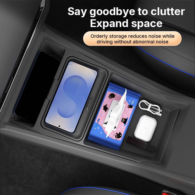 For Tiguan L Pro 2025 2026 Central Control Storage Box, Double Layer Waterproof Anti-Slip Car Organizer with Privacy Cover