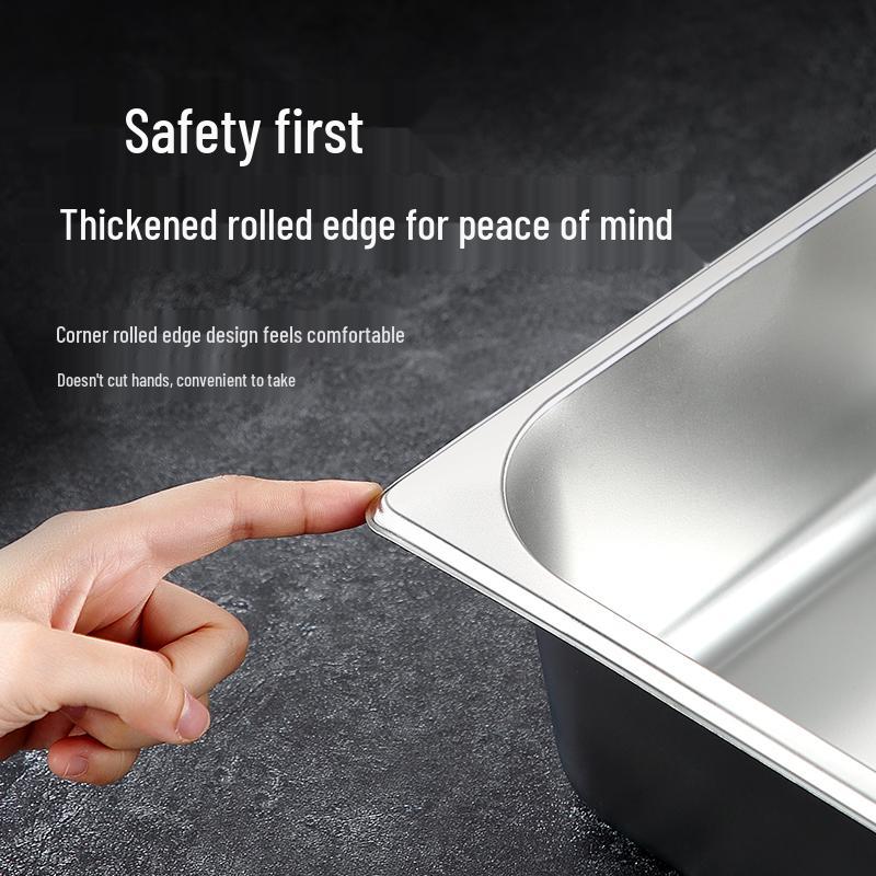 Stainless Steel Rectangular Portioning Basin with Lid for Milk Tea Shops