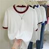 Special Offer, Pure Cotton, Summer New Contrasting Color Splicing Loose Casual Versatile Short-sleeved T-shirt Women's and Men's Couples' Clothing