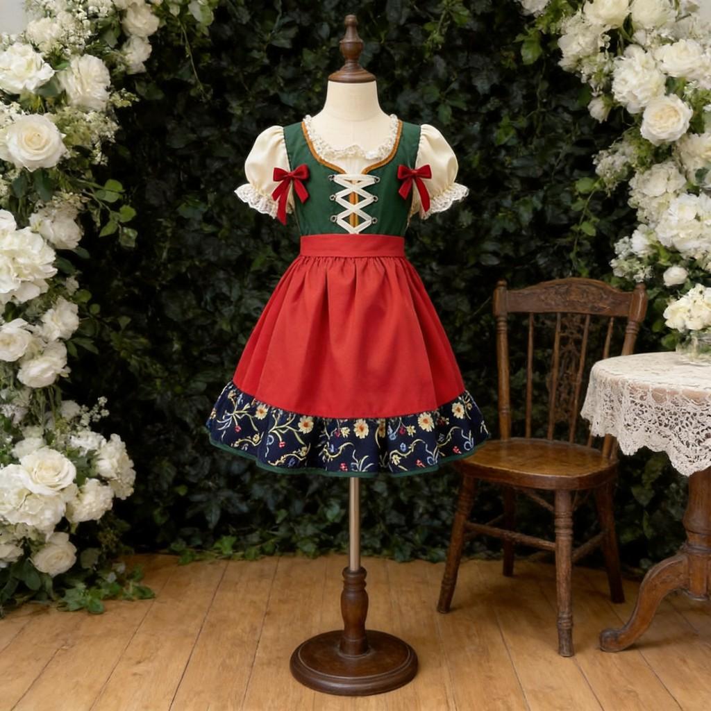 European Fairy Tale Girls Dirndl Costume For Oktoberfest And Stage Performances