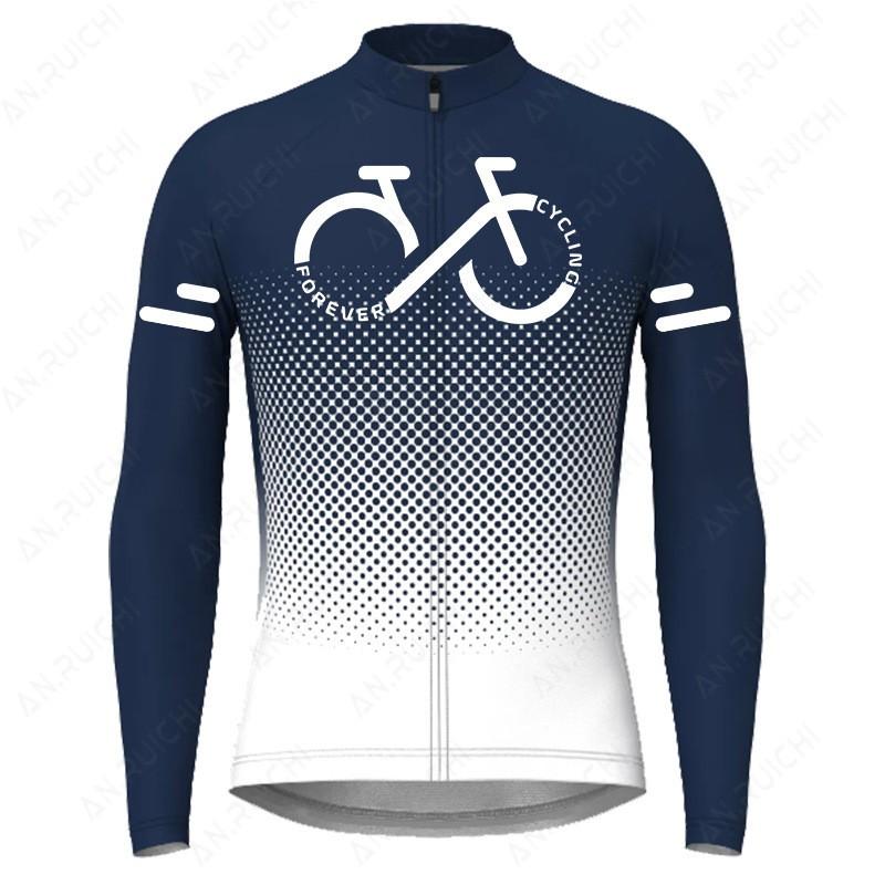 Slim Fit Long Sleeve Cycling Jersey Gradient Bike Top Breathable Road Mountain Biking Wear