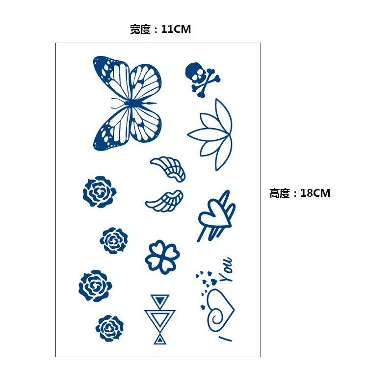 Gradual Change Herbal Fashion Personality Japanese Wave Whale Waterproof Simulation Long Time Does Not Fade Tattoo Sticker