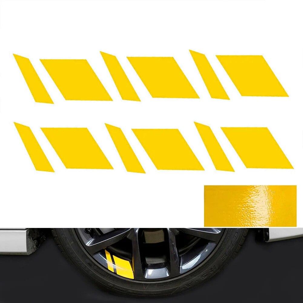 6Pcs Reflective Car Wheel Rim Vinyl Stickers Hash Mark Stripe Racing Wheel Hub Decals for Size 18" - 21" Decorative Sticker