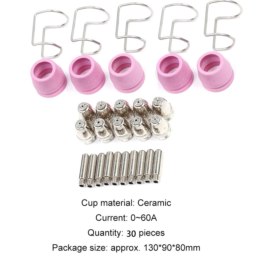 Electrode Tip Nozzle Kit 30pcs Consumable Professional Plasma Cutting Accessories Guide Ring Shielding Cup for SG55 AG-60 Torch