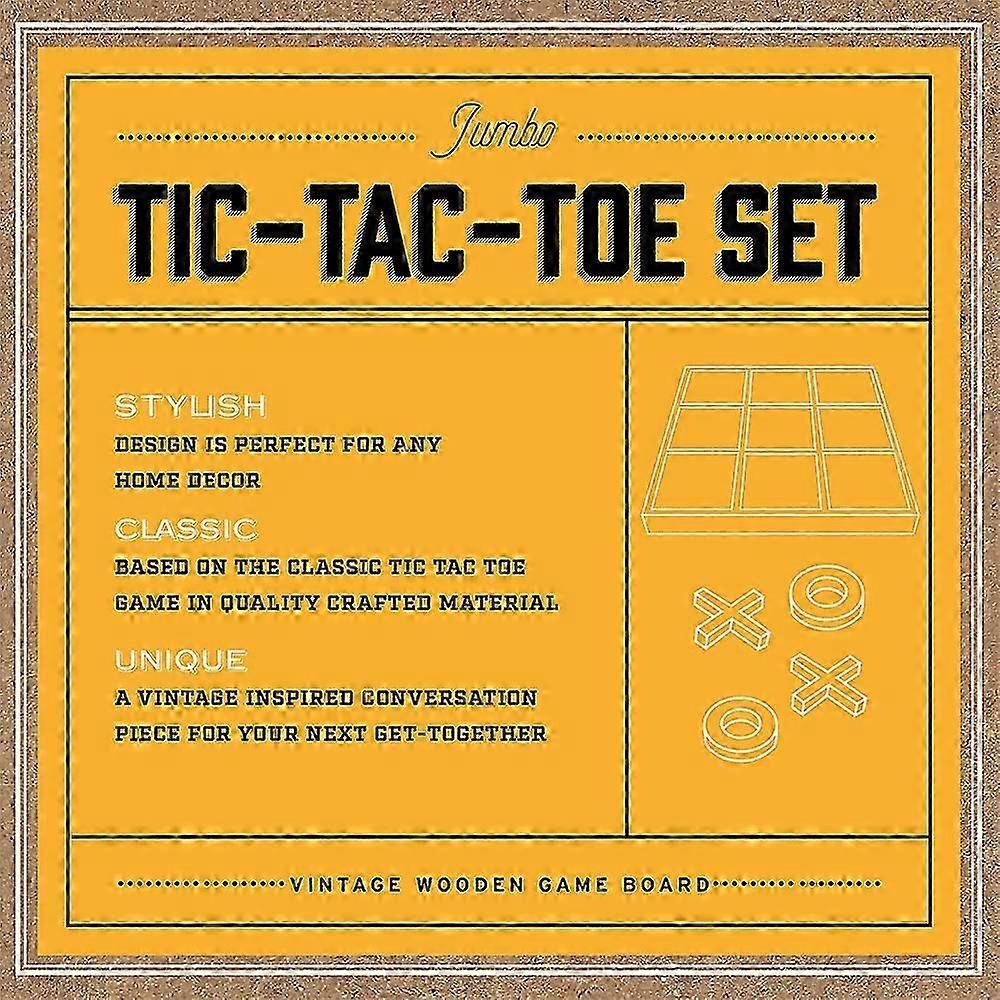 10-delars premium massivt trä Tre-i-rad-brädspel jätteguld 14 tum utomhus-/inomhusfestleksak för barn/vuxna perfekt för trädgårdsunderhållning