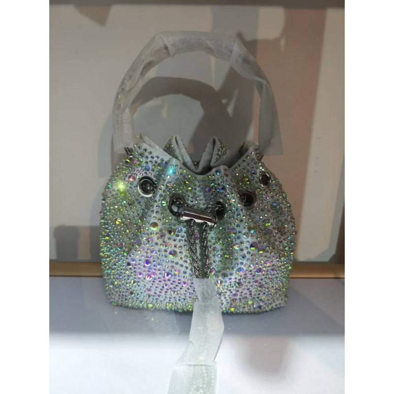 2026 Womens Crystal-Embellished Crossbody Bag Fringe Detail Small Square Shoulder No Top Handle