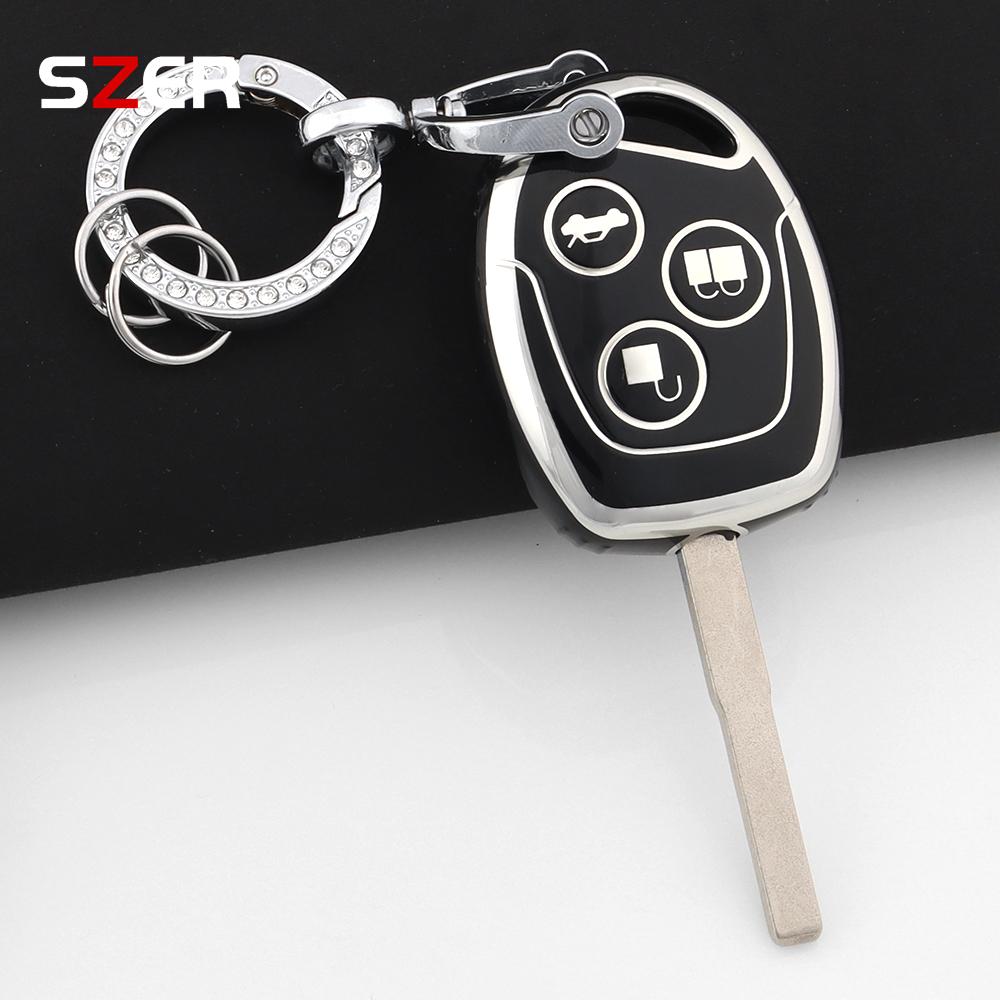 Fashion Tpu Car Key Case Cover For Ford Mondeo Focus Fusion Fiesta Galaxy Transit 2008 2006 2007 Shell Fob Keychain Accessories