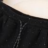 Damen Strass Kordelzug Weitbein Fleece Freizeithose
