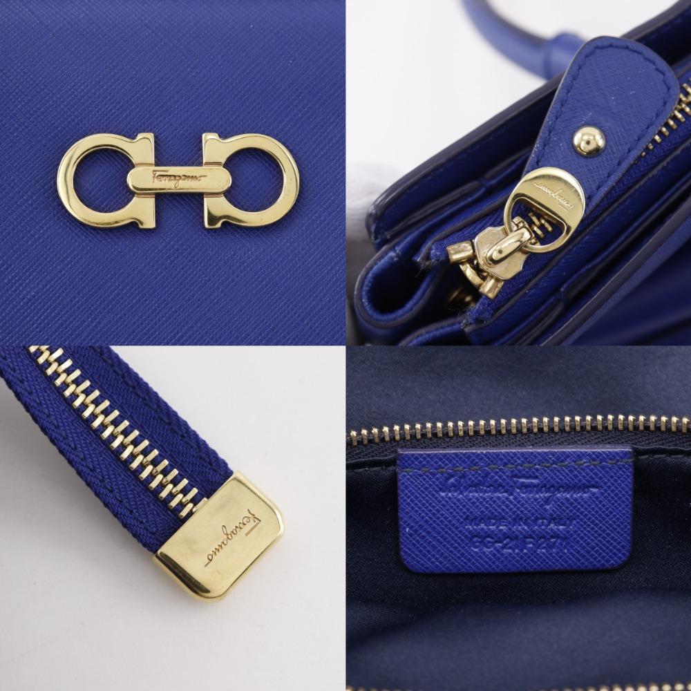 Salvatore Ferragamo Gancini Tote Bag GG-21F271 Blue leather Women Used