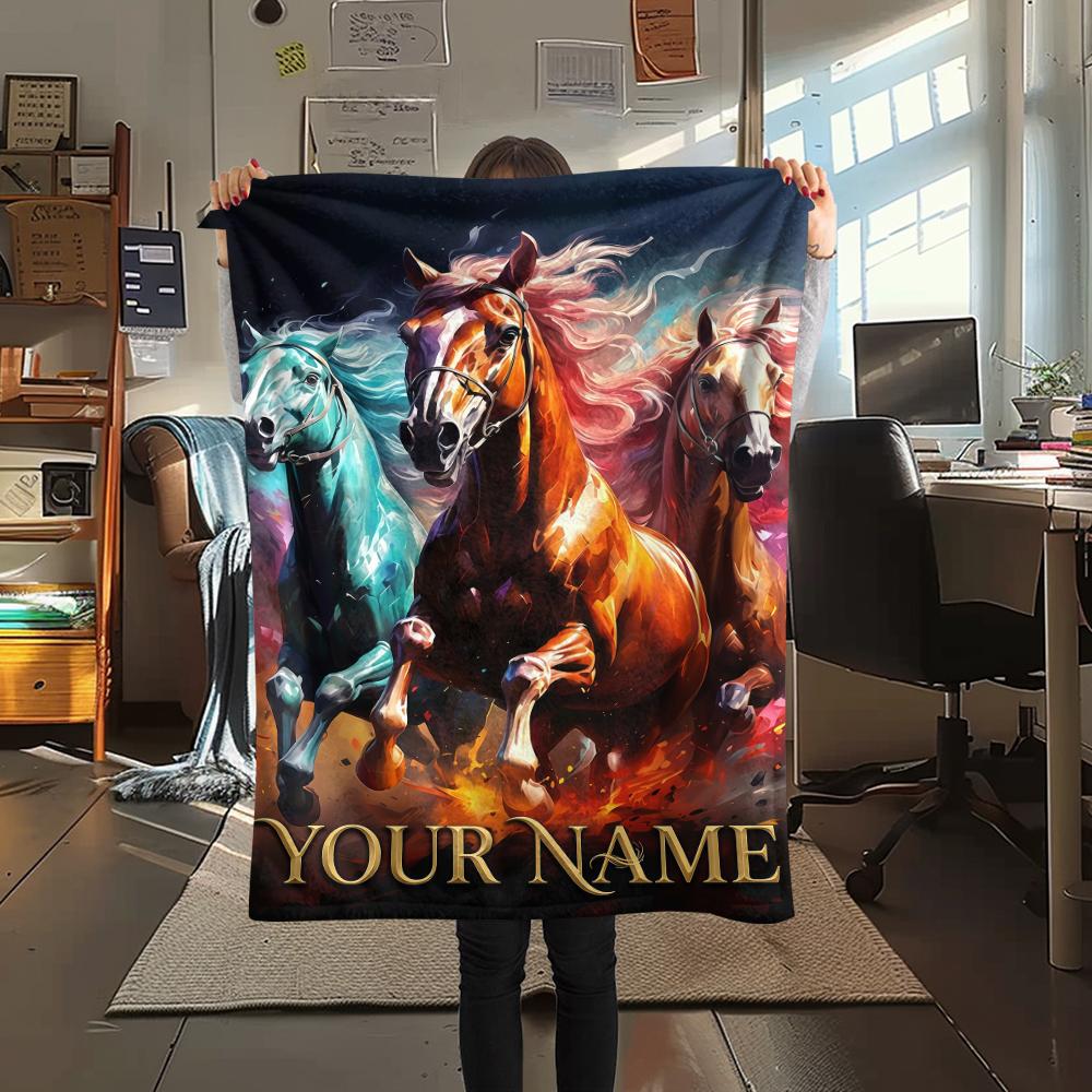 1PC Custom Name Unicorn Fantasy Garden Patterned Flannel Blanket Suitable For All Seasons for Home Decor Warmth and Comfort Gifts Holiday Present_lx