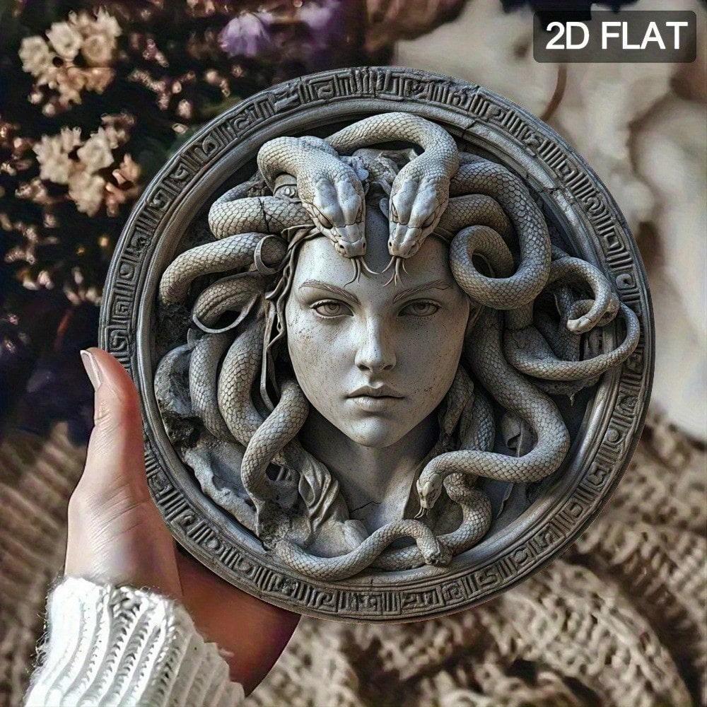 

Handmade Aluminum Snake Round Wall Sign 7.8 Inch Gothic Home Bar Decor 20x20 різнокольоровий