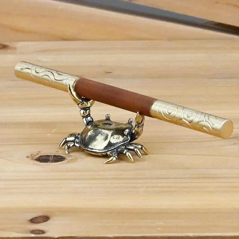 Statuette di granchio in ottone puro, statuette di animali in miniatura, ornamenti in rame, decorazioni per la casa, ufficio, scrivania, artigianato, decorazioni per la casa, nordico, 1 pz.