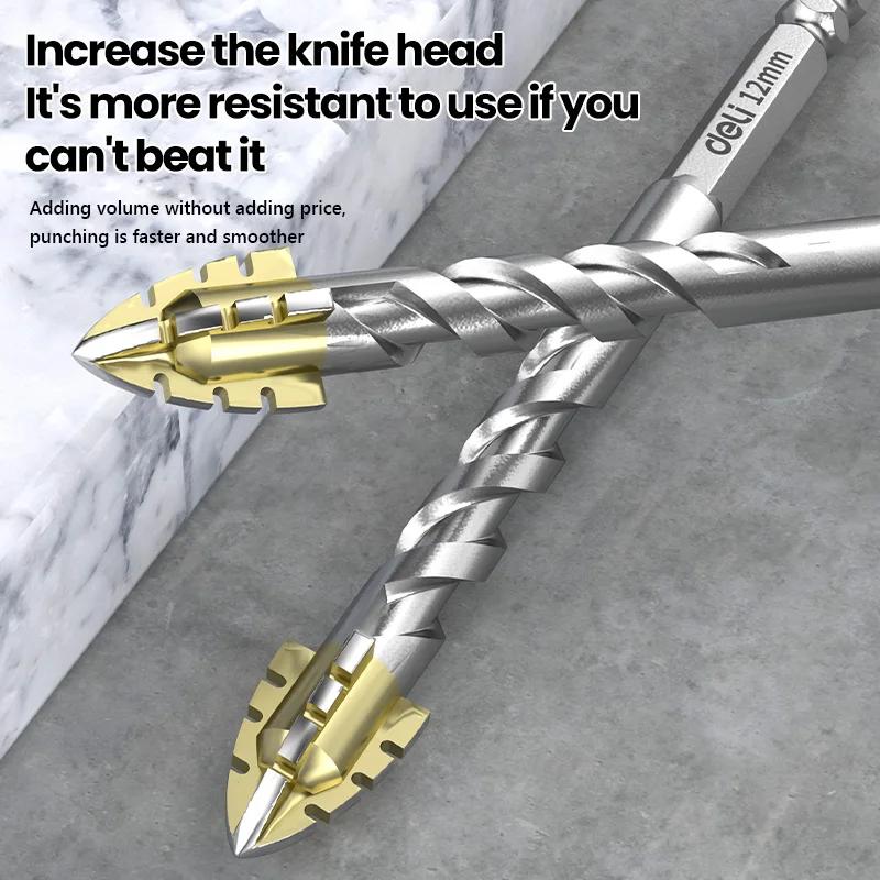 5pcs Four-edged Sawtooth Drill Bit for Tile Drilling and Concrete Special Electric Drill Ultra-high Hardness Drill Bit