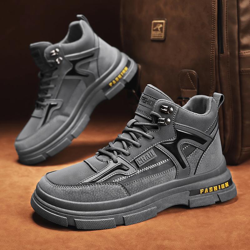 

Fashion Men Autumn New Fashion Sneakers Casual Thick Soled Casual Workwear Boots with Lace Up Trend Men s Platform Versatile Short Boots 39