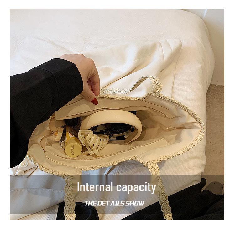 Bohemisk Etnisk Stil Vävväska - Tofs av Halm, Stor Kapacitet för Kvinnor