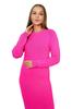 Sweter Sukienka W Prążek Różowy Neon