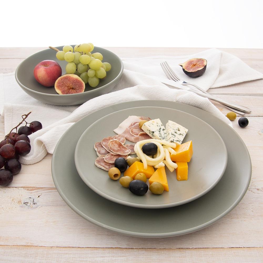 Talerz Obiadowy Duży Płytki Płaski na Obiad Ceramiczny Zielony 27 cm