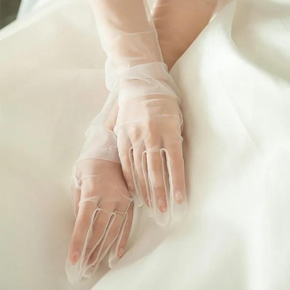 1Pc 70cm Sheer Tulle Gloves Photo Shooting Supplies Ultra Thin Long Gloves for women