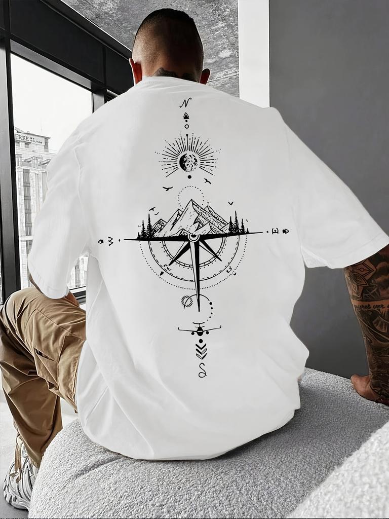 [Sun Rune T-Shirt] Men's Sun Rune Print Fashionable Short Sleeve T-Shirt - Summer Outdoor Short Sleeve