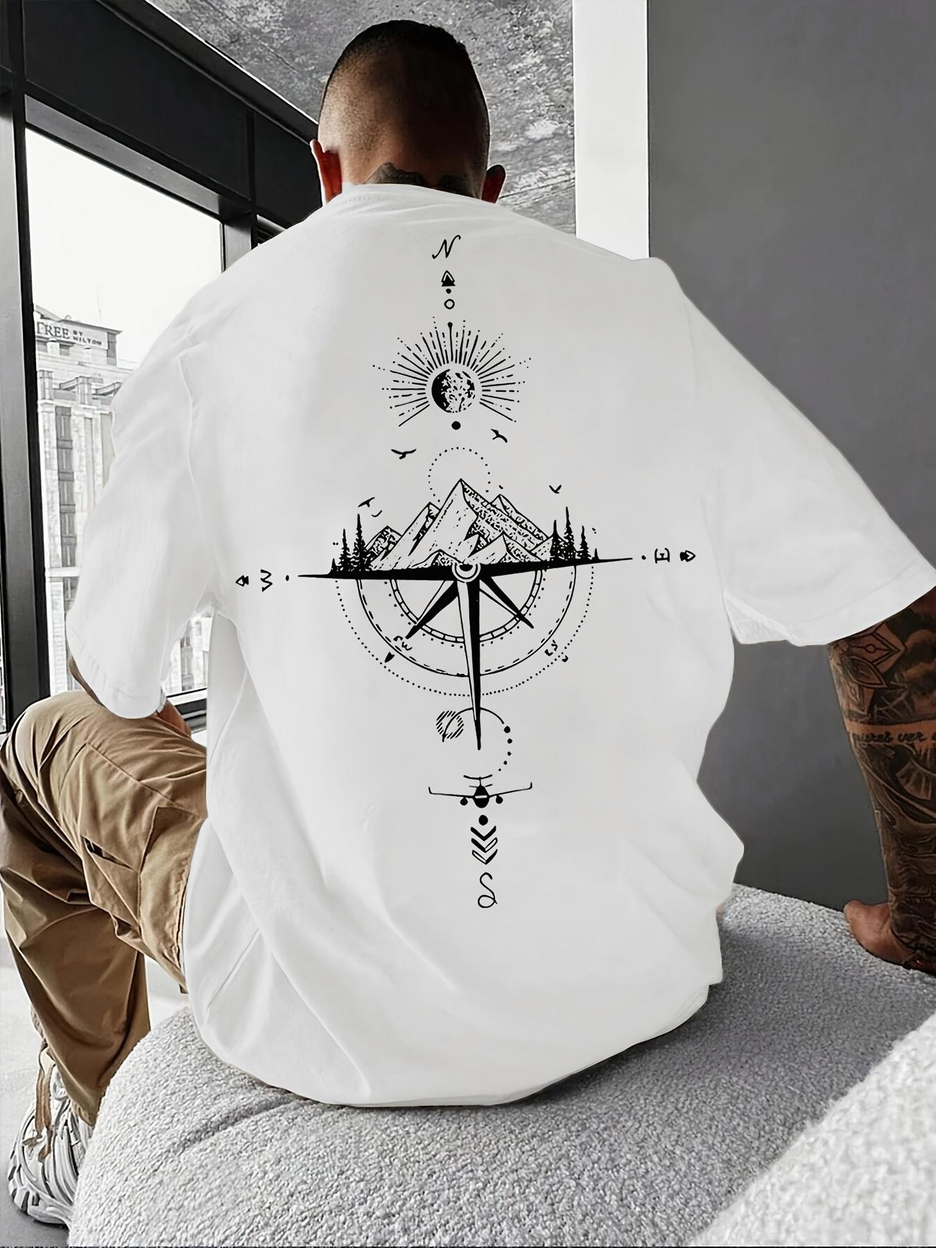 

[Sun Rune T-Shirt] Men s Sun Rune Print Fashionable Short Sleeve T-Shirt - Summer Outdoor Short Sleeve 4XL білий