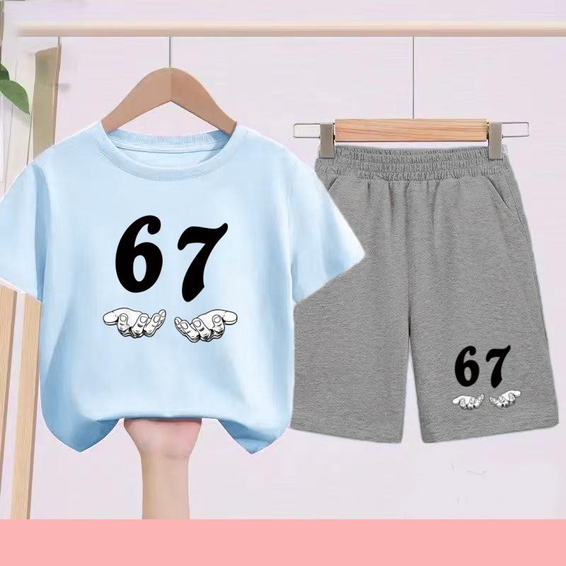 Completo sportivo per bambini: Set di T-shirt casual a maniche corte stampata+pantaloncini adatto per la calda estate