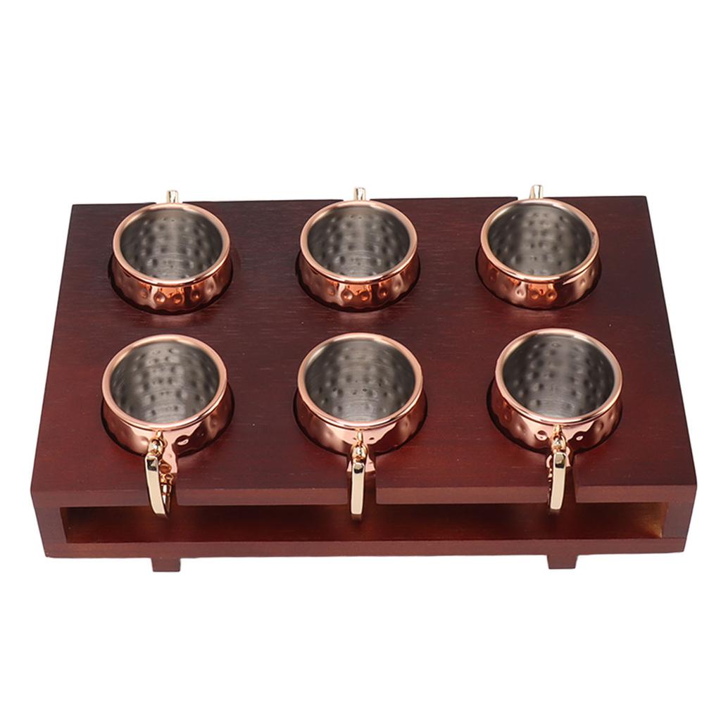 6Pcs 2oz Mule Drink Mug Set with Holder Robust Decorative Cocktail Hammer Point Cup for Bar