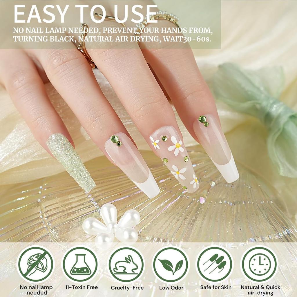Green Glitter Glitter Nail Dip Powder, Dipping Powder - No Needed Nail Lamp Curing - Long Lasting Nail Manicure Colors - Nail Color for Professionals