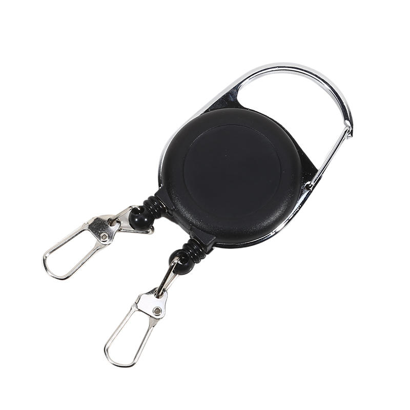 1pc Creative Double Headed Retractable Keychain Practical Badge Holder Reel with Reel Cord Durable Keyring Anti-lost Keys