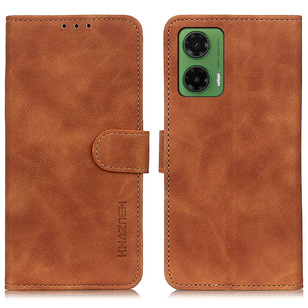 For Motorola Moto G35 5G Case PU Leather Retro Texture Phone Cover