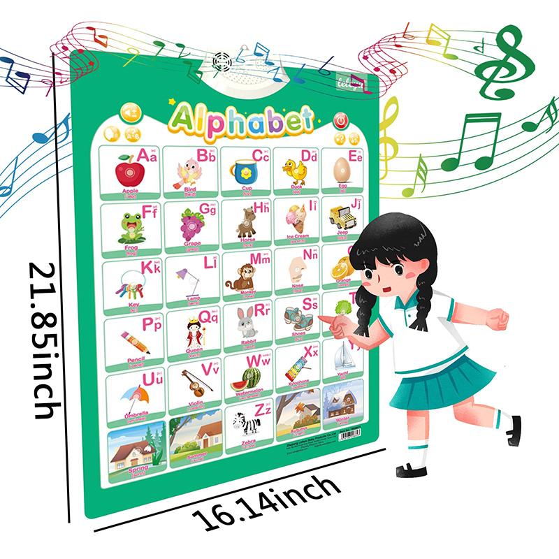 9PCS/Set English Talking Poster Alphabet Numbers Fruits Animals Electronic Interactive Wall Chart for Kids Early Educational Toy