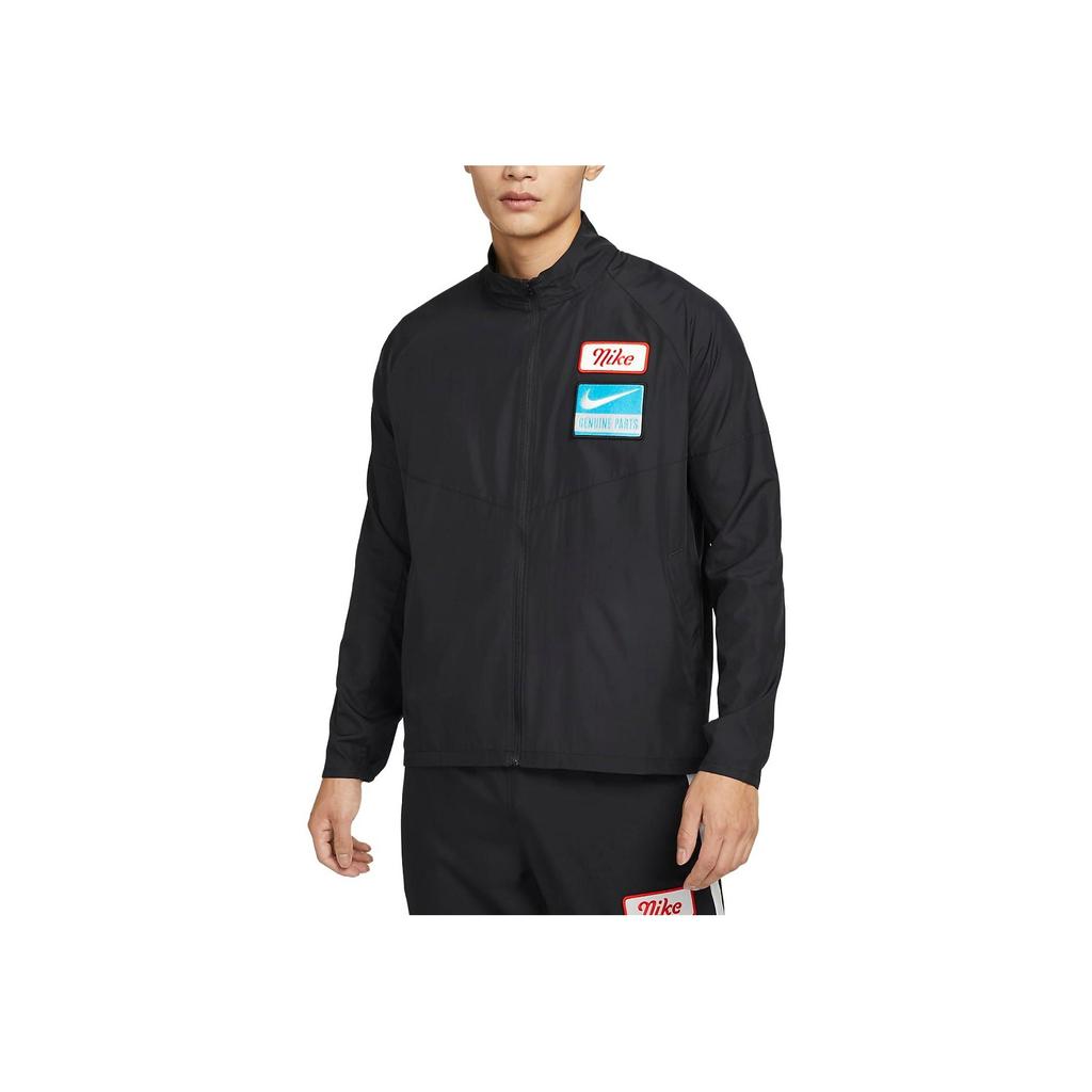 Nike Dri-FIT Logo Patch Windbreaker Jacket Men Outerwear Black DV9820-010