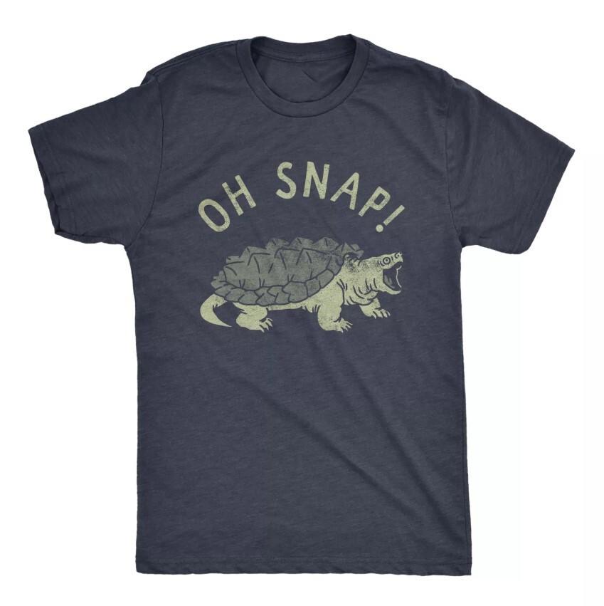 Mens Oh Snap T Shirt Funny Sarcastic Snapping Turtle Joke Tee For Guys M