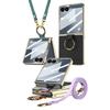 Luxury Plating Leather Strap Case for Samsung Galaxy Z Flip 7 6 Back Screen Glass Ring Holder Hard Cover for Galaxy Z Flip7 Case