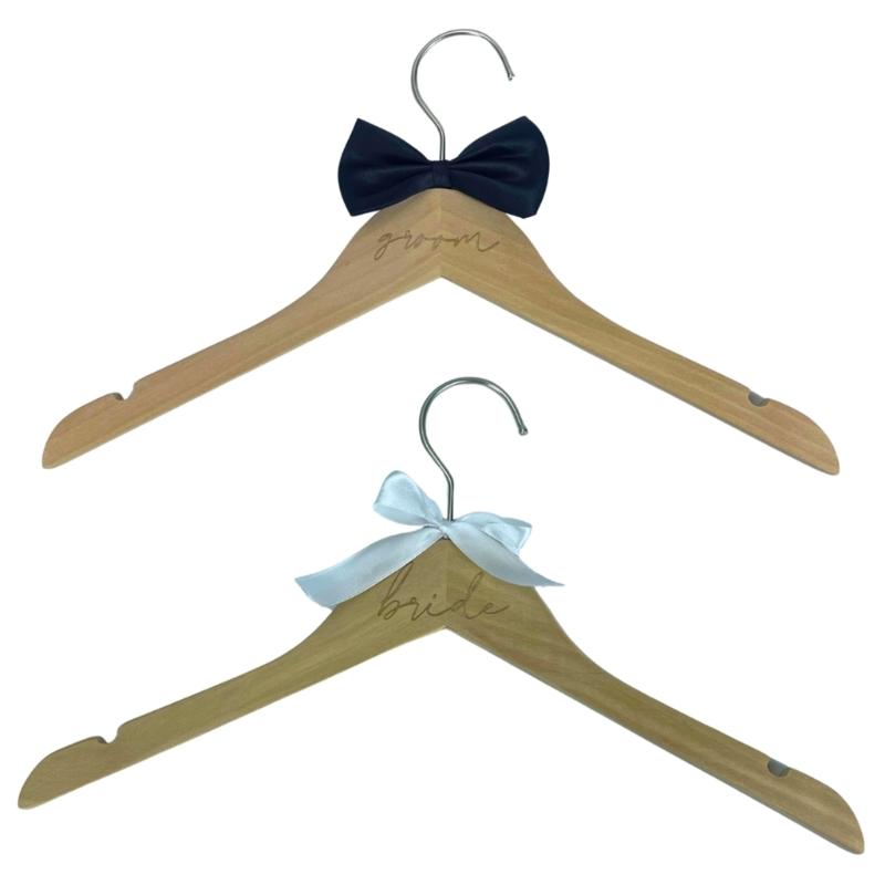 Elegant Wedding Garment Hanger Wood Frame Clothes Hanger MultiFunctional Hook For Bridal Shower Bride Grooms Use 2PCS