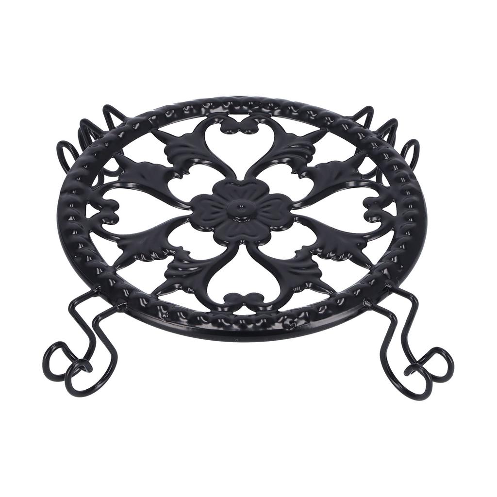 Flower Pot Stand Black Elegant Light Weight Stable Wrought Iron Plant Riser for Living Room Balcony Office