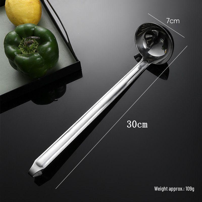 Stainless Steel Ladle with Hook - Thick Long Handle for Stirring and Hanging