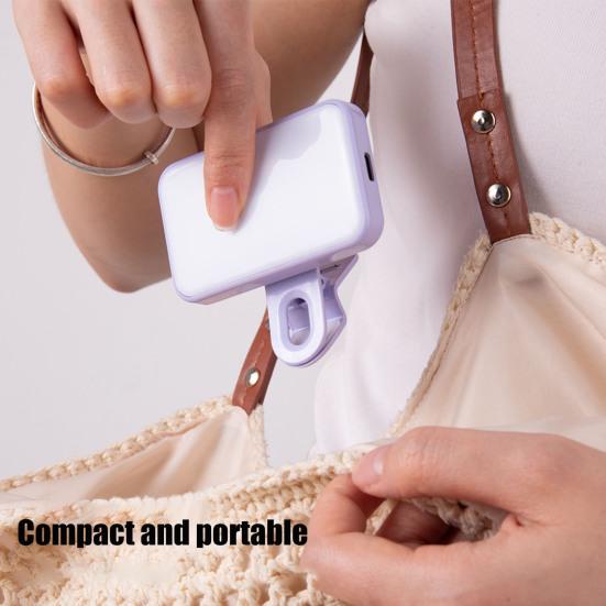 LED Fill Light with Clip Rechargeable Adjustable Brightness Phone Tablet Laptop Computer Selfie Video Meeting Photography Fill Lamp