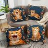 Vintage Floral Orange Cat Decorative Throw Pillow Covers Pattern Cushion Cover Suitable for Sofa Bedroom Car Pillow Cover