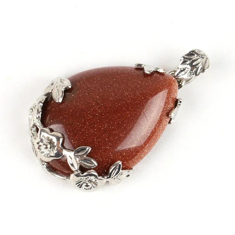 1pc New Sweater Chain Teardrop-shaped Natural Stone Rose Necklace Ladies Fresh Pendant Creative Paragraph