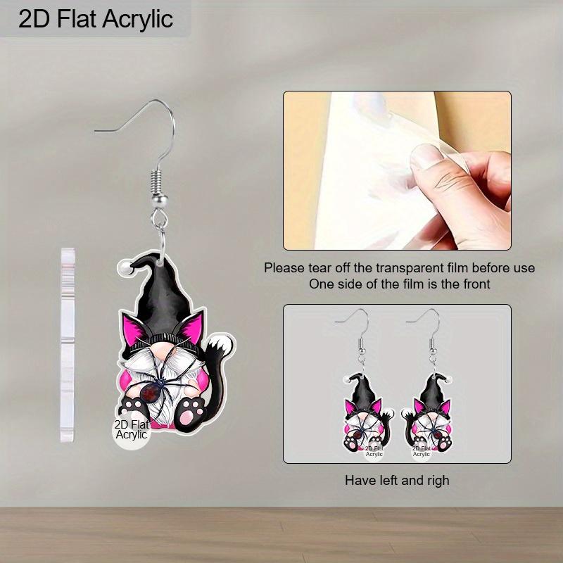 2D Flat Halloween Earrings  Acrylic Black Cat Dwarf Dangle Earrings Women's  Party Accessories Halloween Costume Accessories Jewelry Accessories
