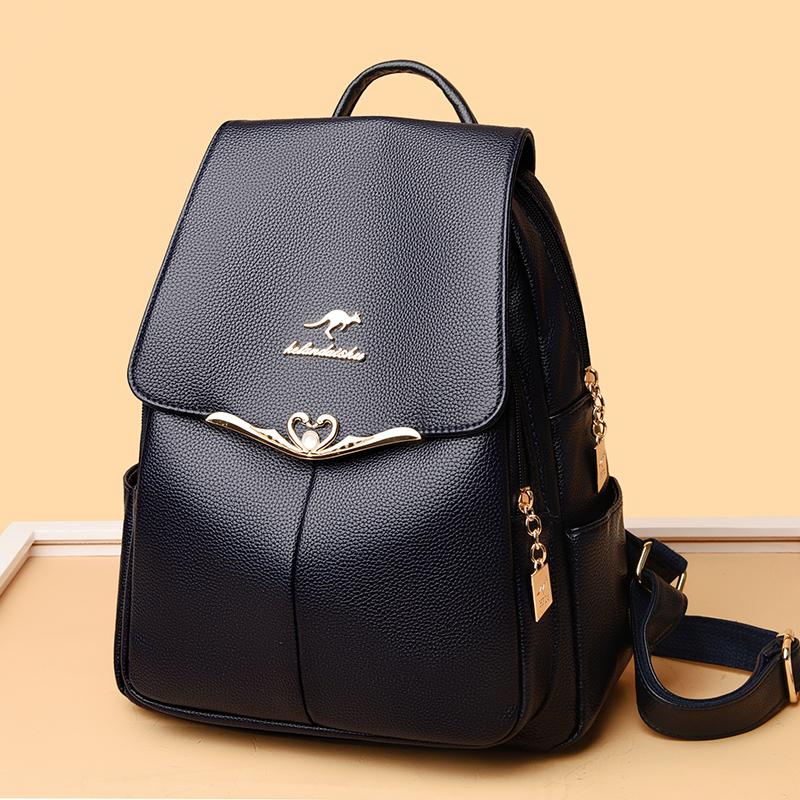Soft Leather Backpack Women's Backpack Large Capacity Travel Mother Bag