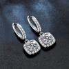 Elegant Geometric Square Drop Earrings Women Sterling With Moissanite 0.5ct Or 1ct Long Dangle Stud Jewelry
