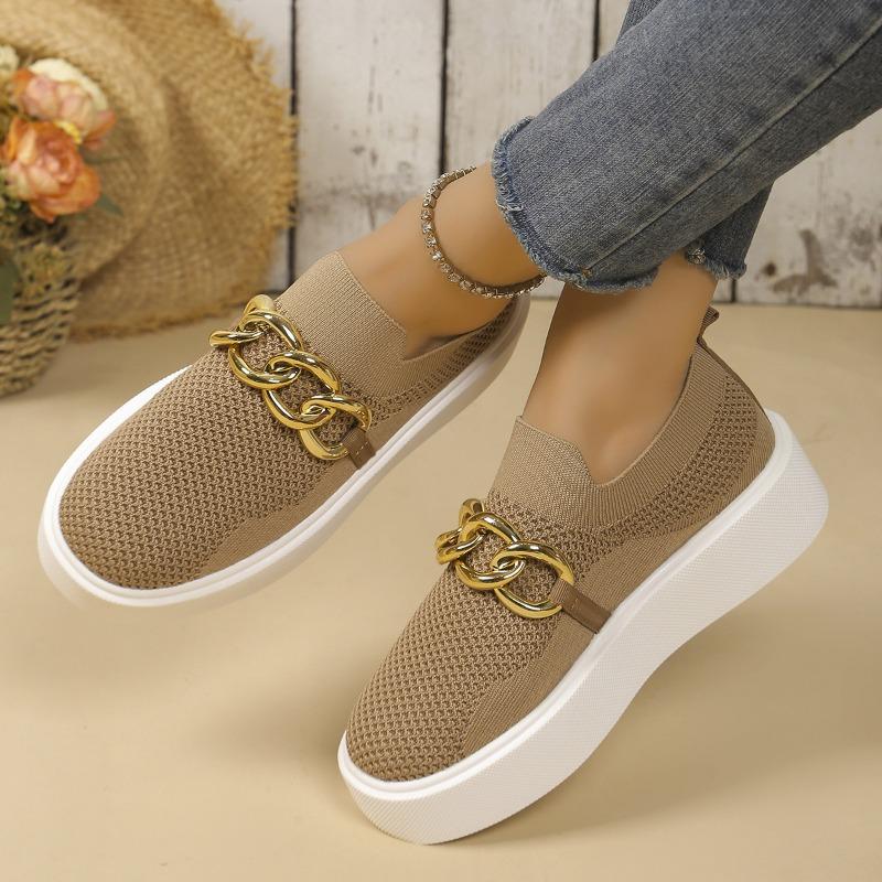 New large-size women's shoes thick-soled fly-woven breathable low-top single shoes women's cross-border foot set lazy wish