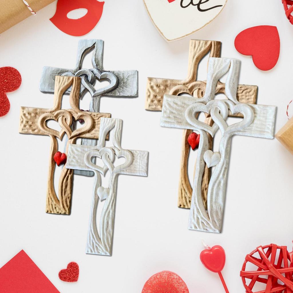 Carved Sculpture Intertwined Heart Ornaments Holy for Wall Decor Thanksgiving Valentines Day