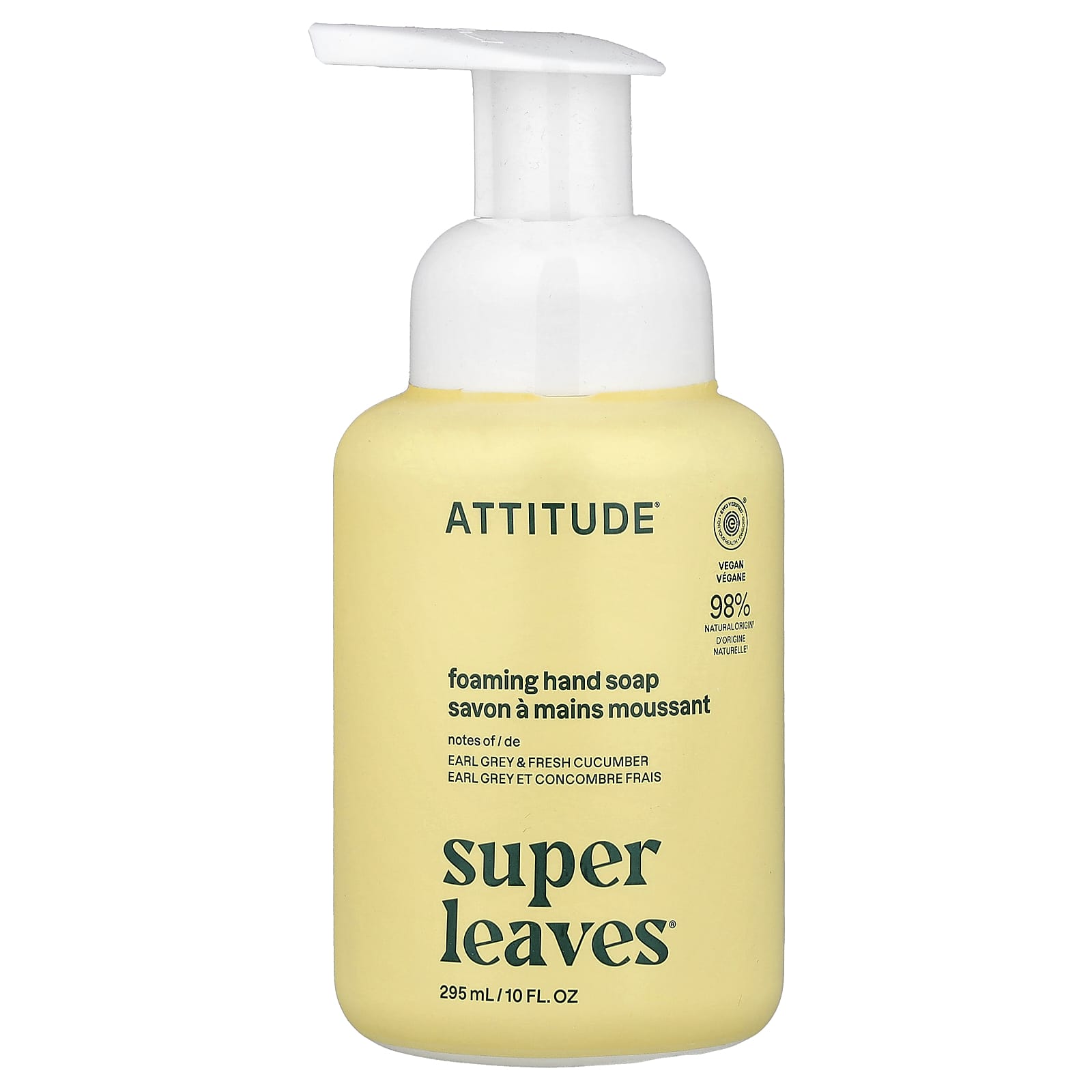 

ATTITUDE, Super Leaves™, Foaming Hand Soap, Lemon Leaf, 295 ml (10 fl oz)
