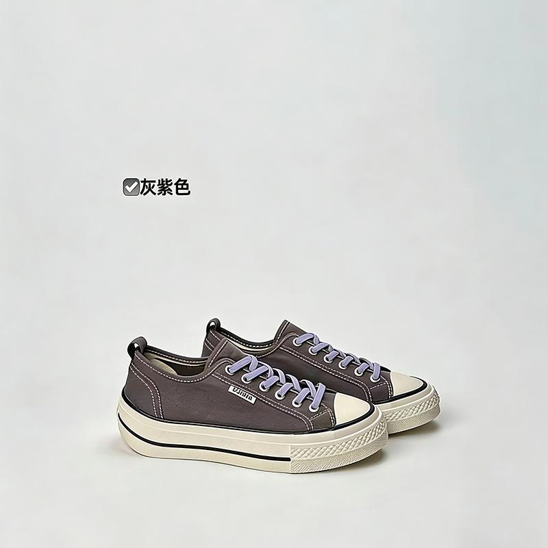 Popular canvas shoes spring and summer sheepskin pad breathable thick sole heightening women's shoes casual versatile lazy board shoes