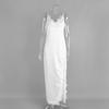 Women's V Neck Sleeveless Slip Maxi Dress Regular Fit High Waist Sexy Elegant Lace Patchwork Split Satin Long Dress
